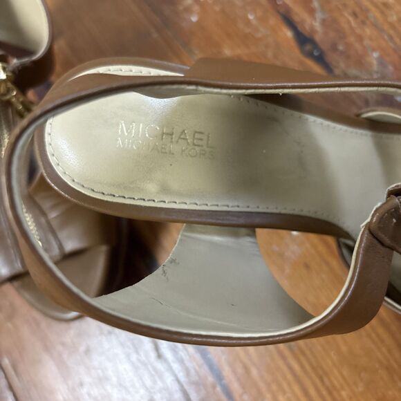 Michael Kors Womens Shoes Size 8 High Heeled Brown Tan Sandals - Picture 5 of 6